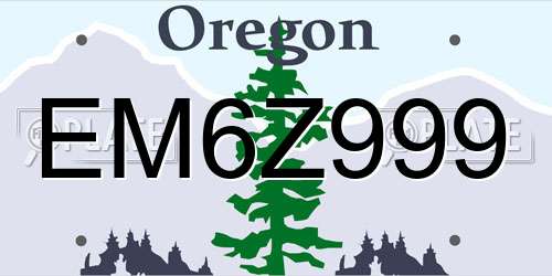 EM6Z999 Oregon License Plate