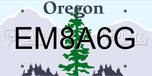 EM8A6G Oregon License Plate