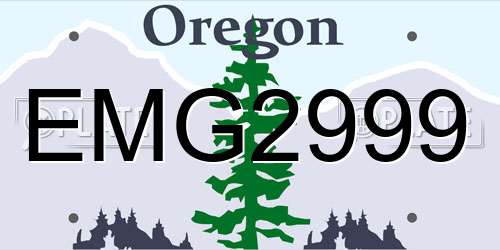 EMG2999 Oregon License Plate