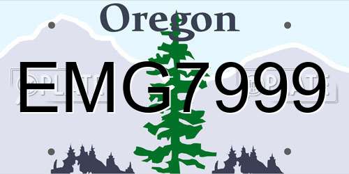 EMG7999 Oregon License Plate