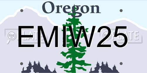 EMIW25 Oregon License Plate