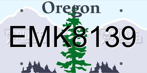 EMK8139 Oregon License Plate