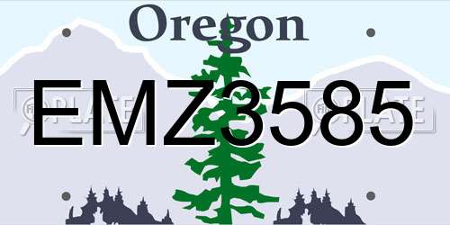 EMZ3585 Oregon License Plate