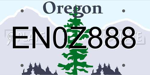 EN0Z888 Oregon License Plate