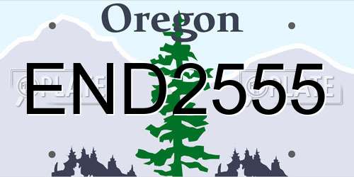END2555 Oregon License Plate