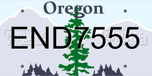 END7555 Oregon License Plate