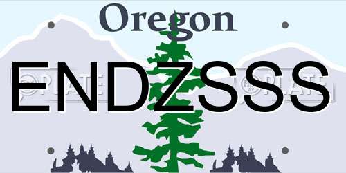 ENDZSSS Oregon License Plate