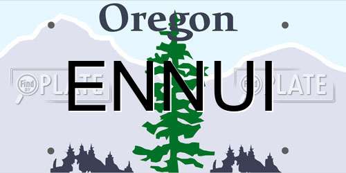 ENNUI Oregon License Plate