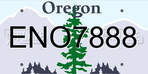 ENO7888 Oregon License Plate