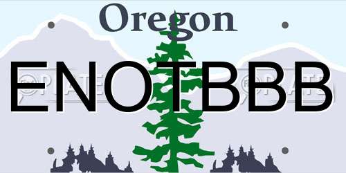 ENOTBBB Oregon License Plate
