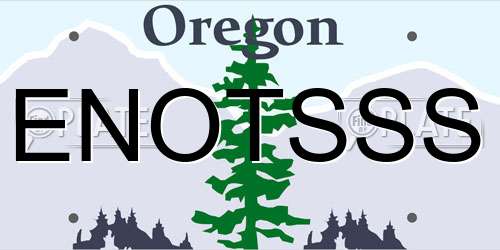 ENOTSSS Oregon License Plate