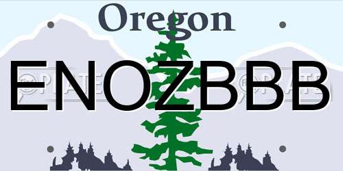 ENOZBBB Oregon License Plate