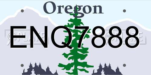 ENQ7888 Oregon License Plate