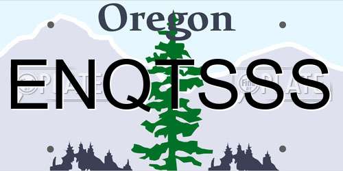 ENQTSSS Oregon License Plate