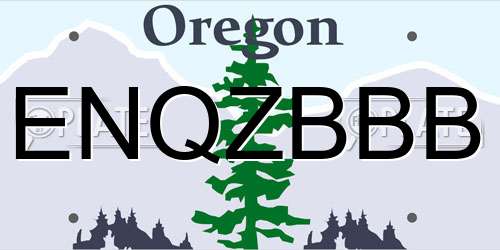 ENQZBBB Oregon License Plate