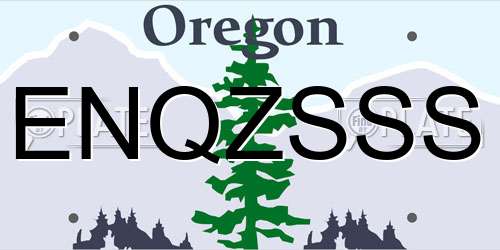 ENQZSSS Oregon License Plate