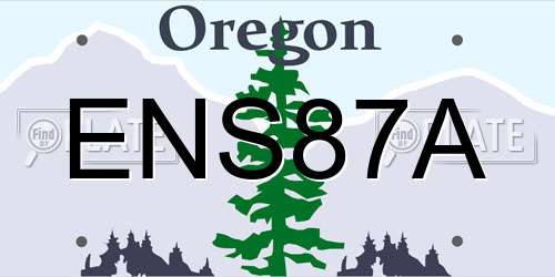 ENS87A Oregon License Plate