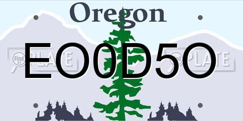 EO0D5O Oregon License Plate