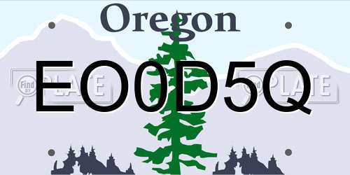 EO0D5Q Oregon License Plate