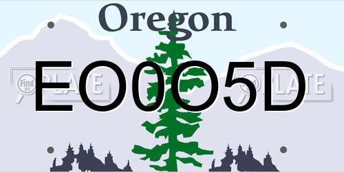 EO0O5D Oregon License Plate