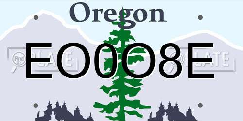 EO0O8E Oregon License Plate