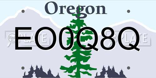 EO0Q8Q Oregon License Plate