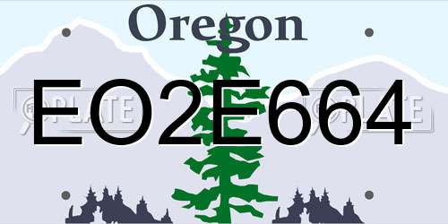 EO2E664 Oregon License Plate