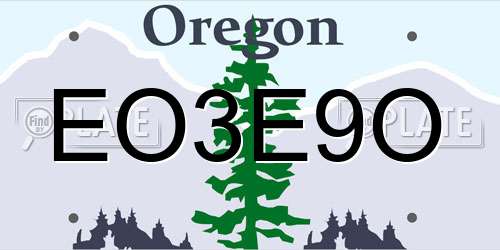 EO3E9O Oregon License Plate