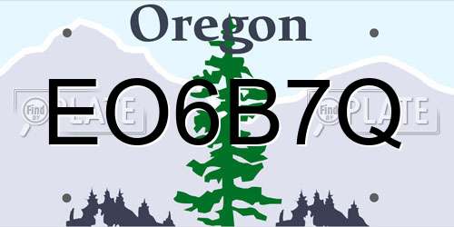 EO6B7Q Oregon License Plate