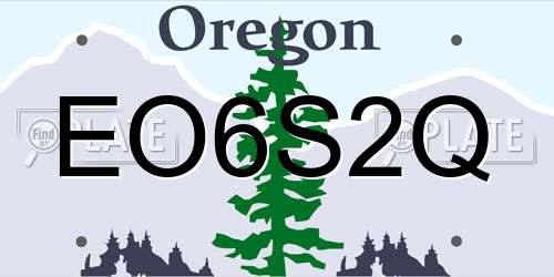 EO6S2Q Oregon License Plate