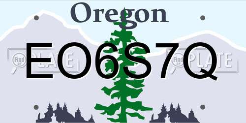 EO6S7Q Oregon License Plate