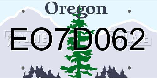 EO7D062 Oregon License Plate