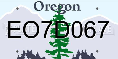 EO7D067 Oregon License Plate