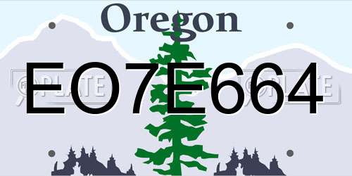 EO7E664 Oregon License Plate