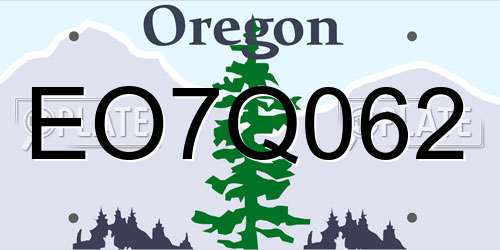 EO7Q062 Oregon License Plate