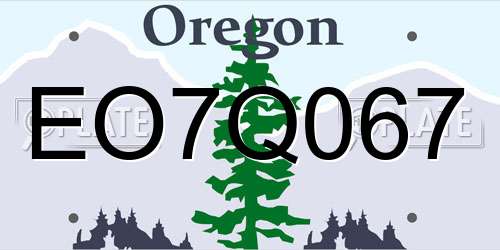 EO7Q067 Oregon License Plate