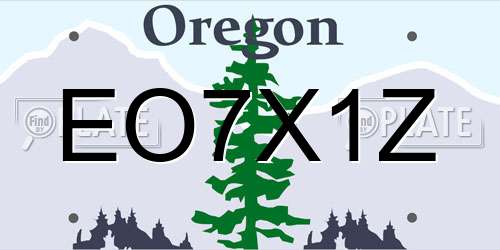 EO7X1Z Oregon License Plate