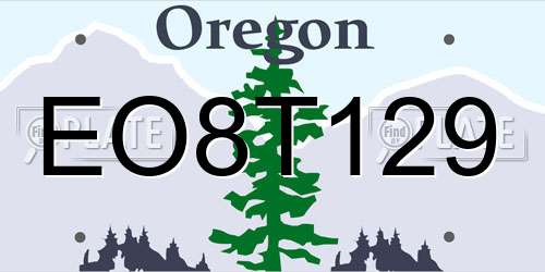 EO8T129 Oregon License Plate