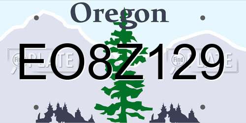 EO8Z129 Oregon License Plate