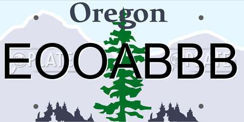 EOOABBB Oregon License Plate