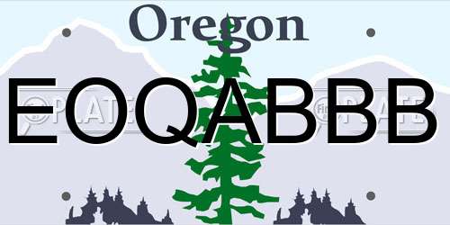 EOQABBB Oregon License Plate