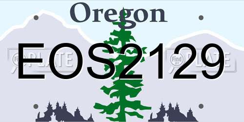 EOS2129 Oregon License Plate