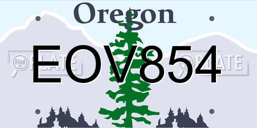 EOV854 Oregon License Plate