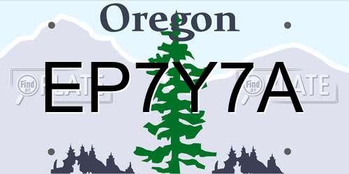 EP7Y7A Oregon License Plate