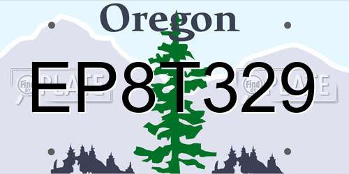 EP8T329 Oregon License Plate