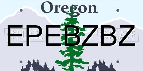 EPEBZBZ Oregon License Plate