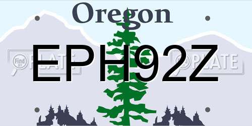 EPH92Z Oregon License Plate