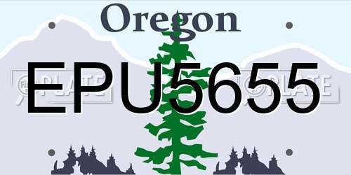 EPU5655 Oregon License Plate