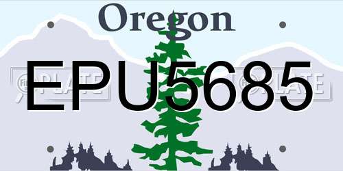 EPU5685 Oregon License Plate