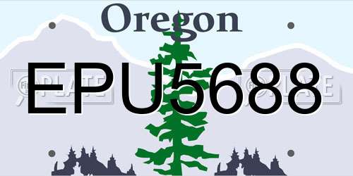 EPU5688 Oregon License Plate